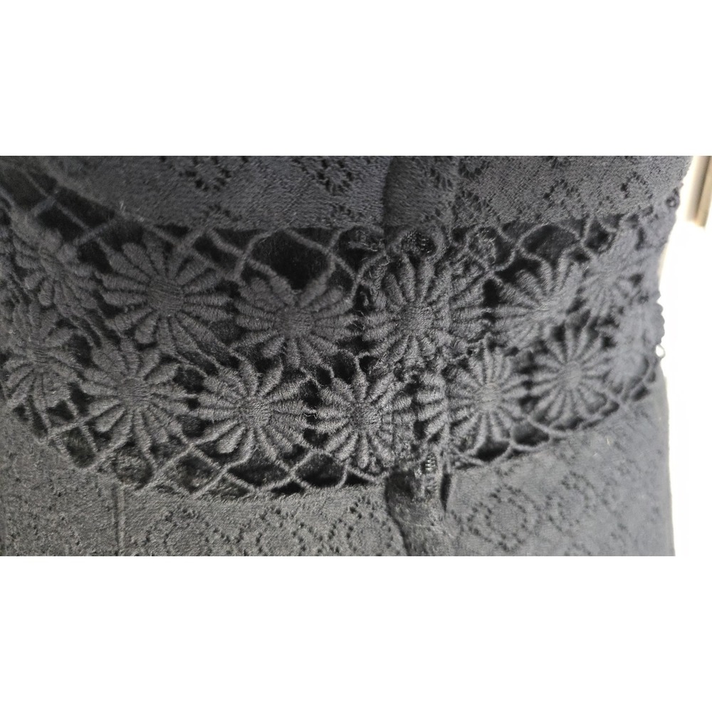 Free People Black Floral Embroidered Sleeveless A Line Peekaboo Dress Size 4 - Picture 8 of 13